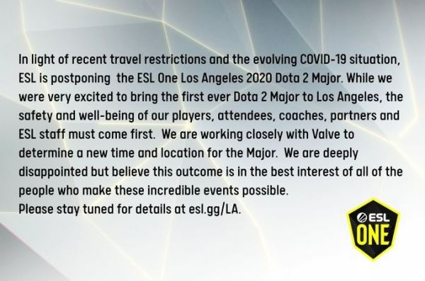 Valve и ESL отменили ESL One Los Angeles